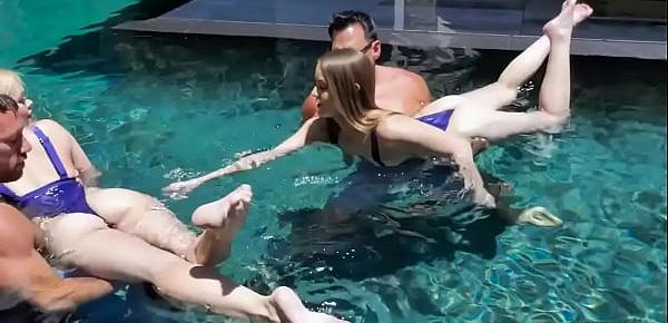  Pool Day Pole Poking With Daughters- Katie Kush, Kenzie Madison